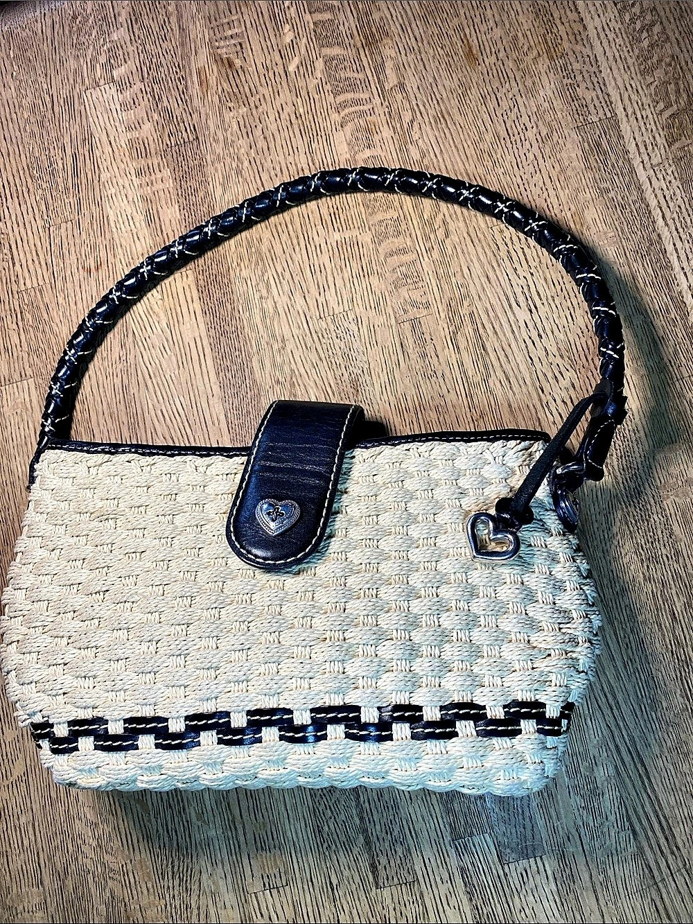Vintage Brighton "Phyllis" Woven Straw Baguette Shoulder Bag 2000s